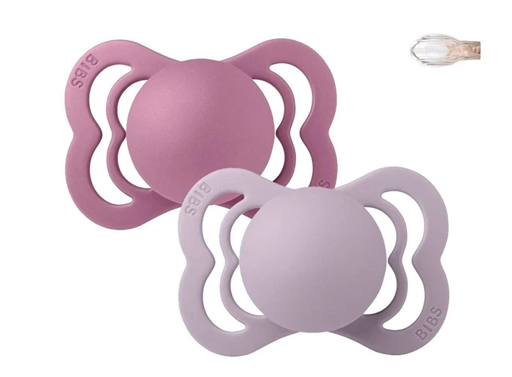 2-pack-Bibs-Supreme-Silicone-Size-1-0-6m-Fossil-Grey-Mauve