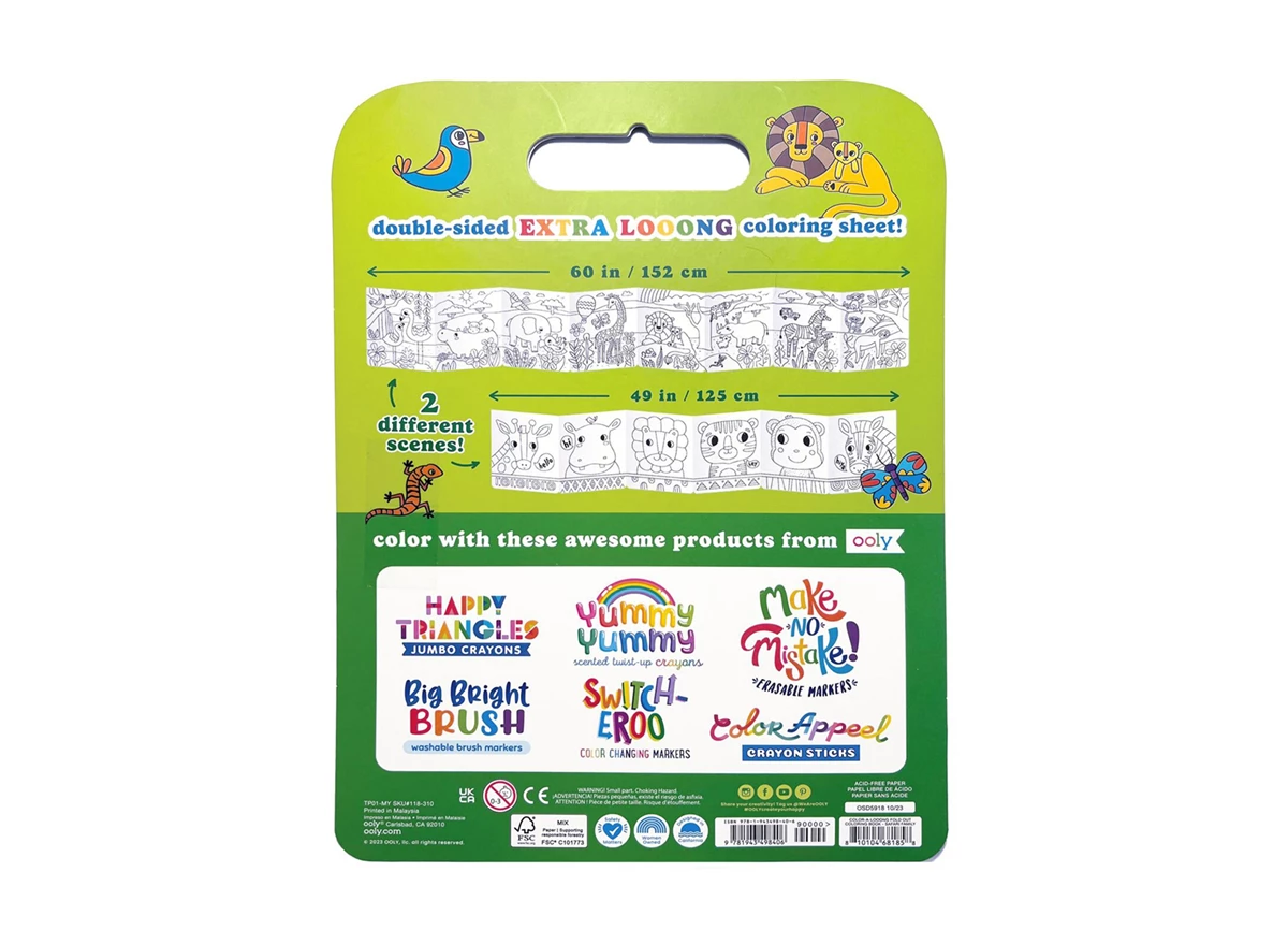 Color-A-Looong-Fold-out-Kids-Coloring-Book-Safari-Family