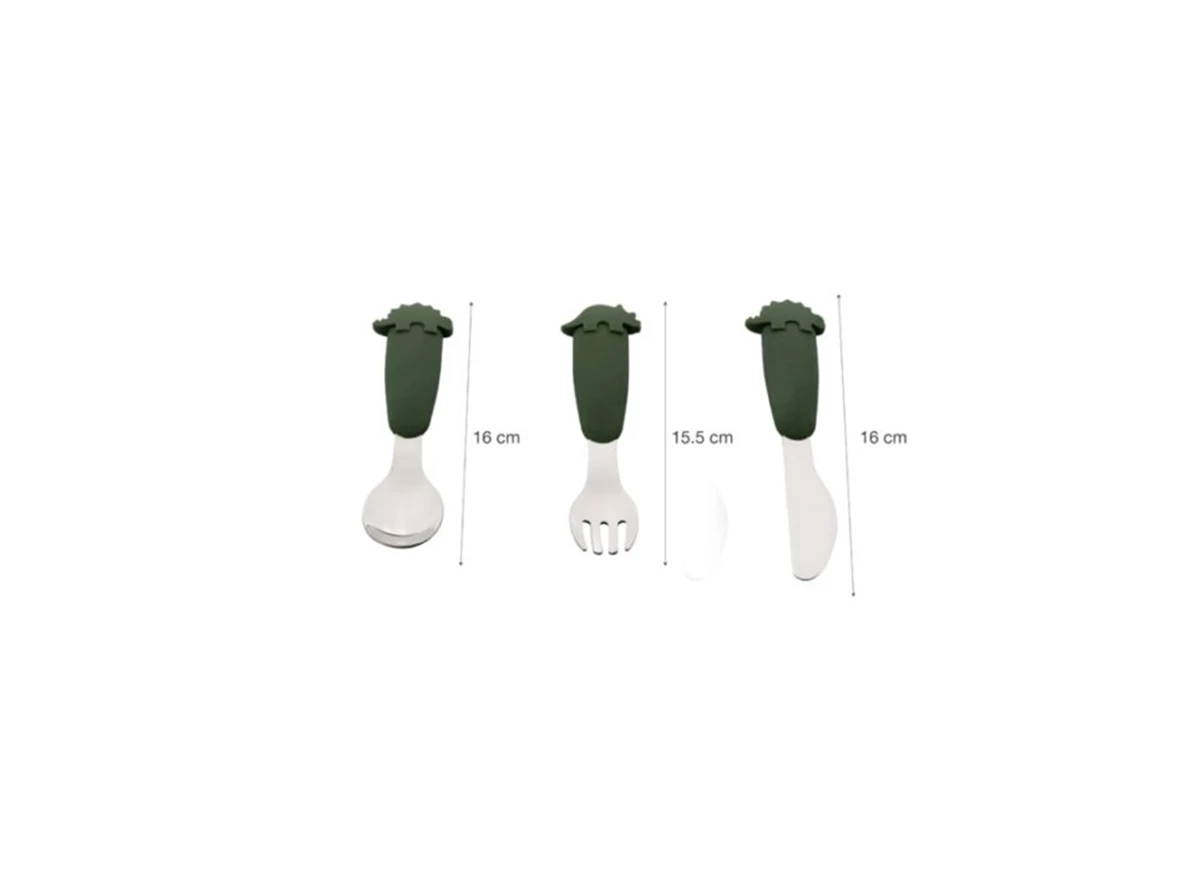 Cutlery-Set-Three-piece-utensil-set-stainless-steel-Silicon-Dino