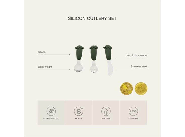 Cutlery-Set-Three-piece-utensil-set-stainless-steel-Silicon-Dino