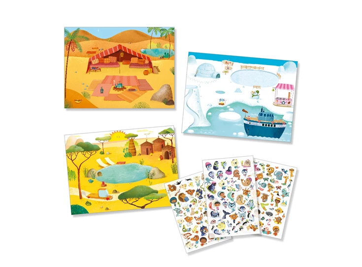 Doortekenen-Savanne-Woestijn-De-noordpool