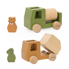 Houten-Bouwvoertuigen-Dierenset