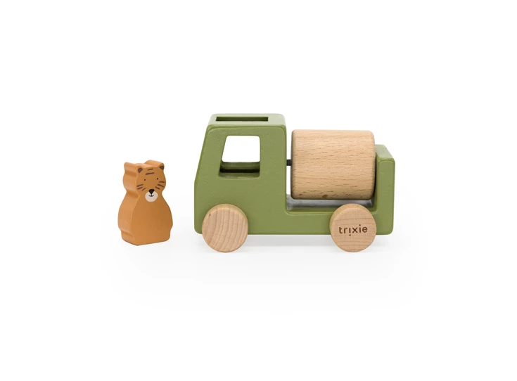 Houten-Bouwvoertuigen-Dierenset