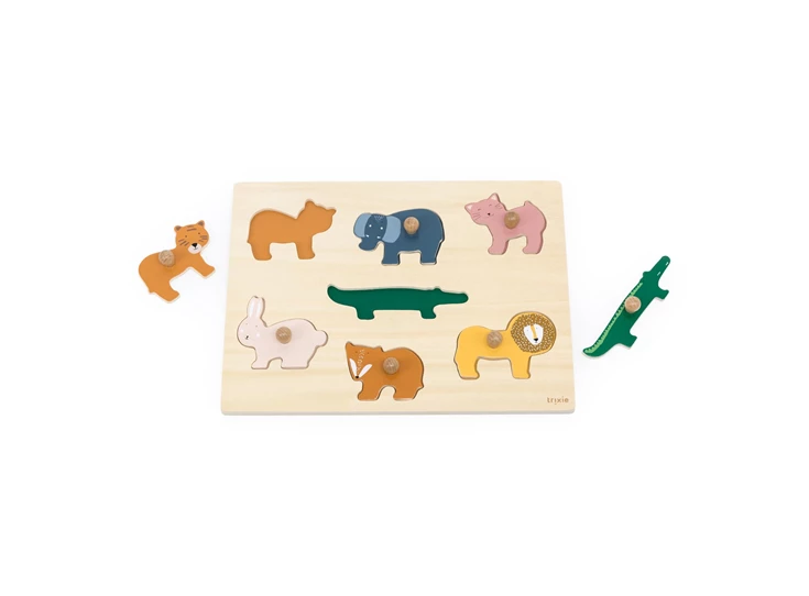 Houten-inlegpuzzel-Dieren-7-stuks