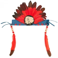 Indiaan-hoofdtooi-half-elastiek-rood-zwart