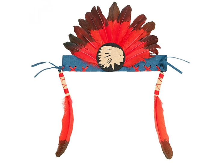 Indiaan-hoofdtooi-half-elastiek-rood-zwart