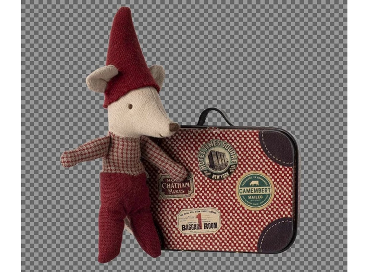 Kerstmuis-Baby-in-Reiskoffertje