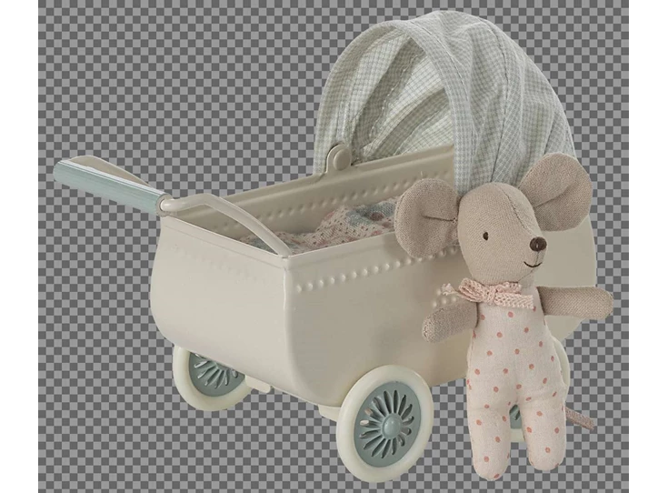 Kinderwagen-met-Baby-Muis-Mint