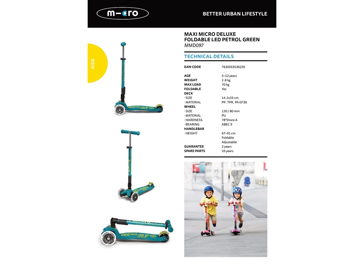 Maxi-Micro-Deluxe-Petrol-Green-Foldable-LED