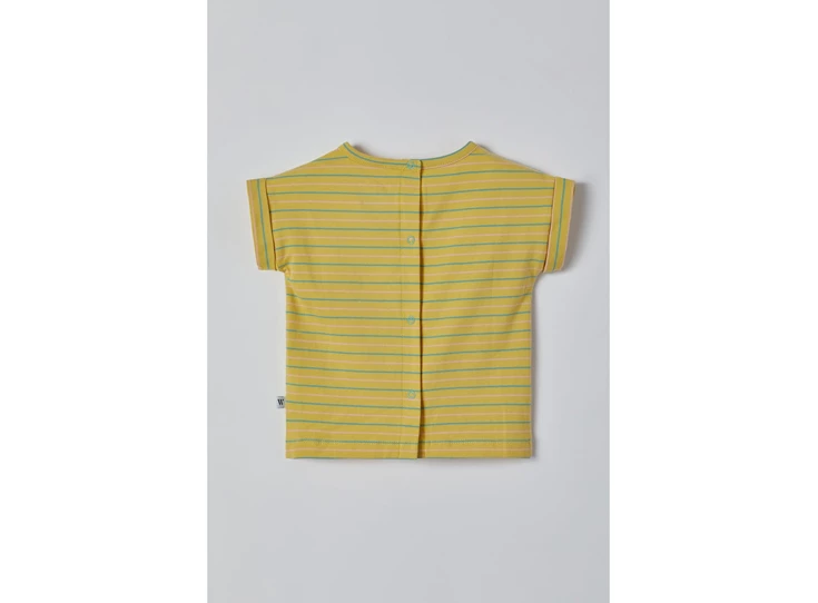 Meisjes-Pyjama-mosterdgeel-fijn-gestreept-6m