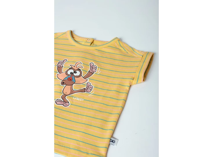 Meisjes-Pyjama-mosterdgeel-fijn-gestreept-6m