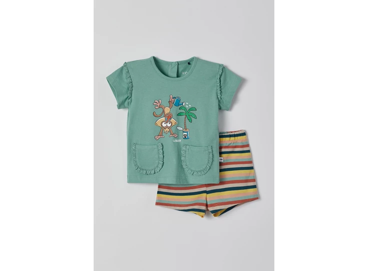 Meisjes-Pyjama-zeegroen-1m