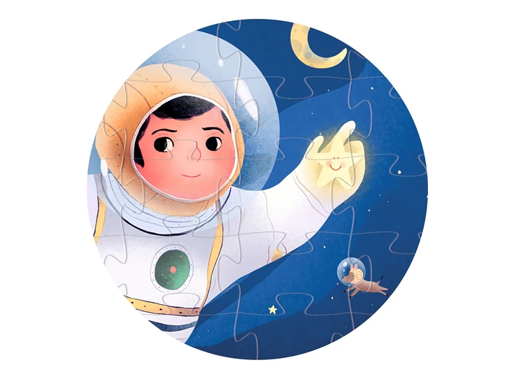 Puzzel-silhouette-36-st-Astronaut-op-de-Maan