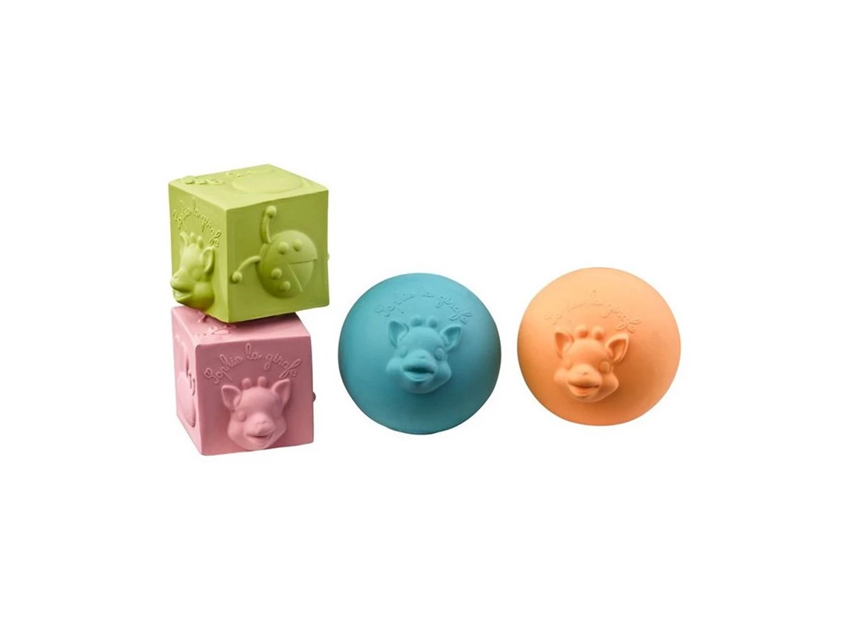 Set-2-ballen-en-2-kubussen-Sophie-la-Girafe-So-Pure