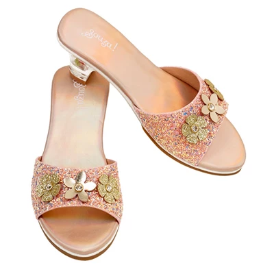 Slipper-hoge-hak-Clarisse-zalm-metallic-maat-30-31