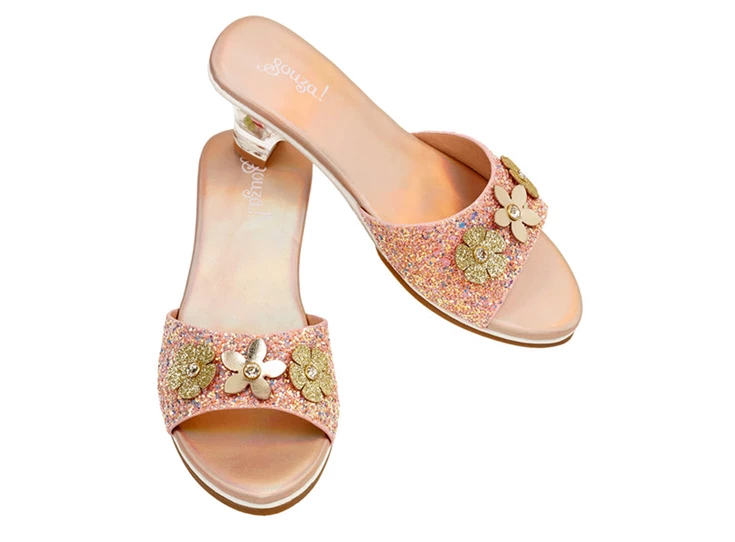 Slipper-hoge-hak-Clarisse-zalm-metallic-maat-30-31