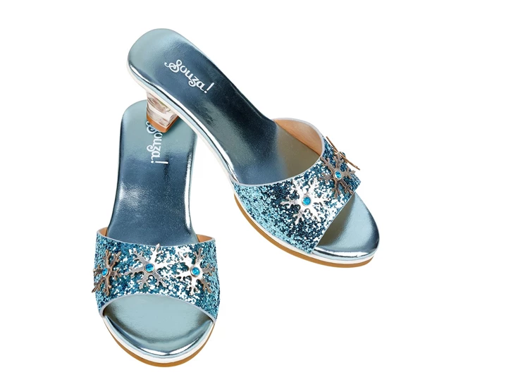 Slipper-hoge-hak-IJskoningin-lichtblauw-metallic-maat-24-25