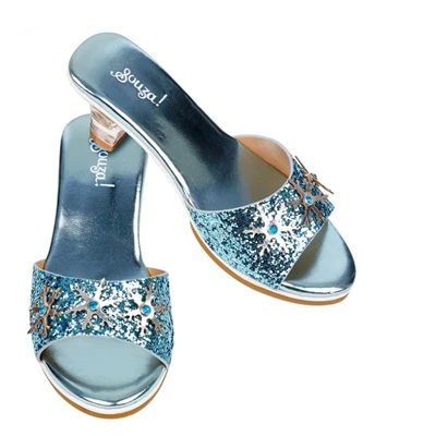 Slipper-hoge-hak-IJskoningin-lichtblauw-metallic-maat-27-28