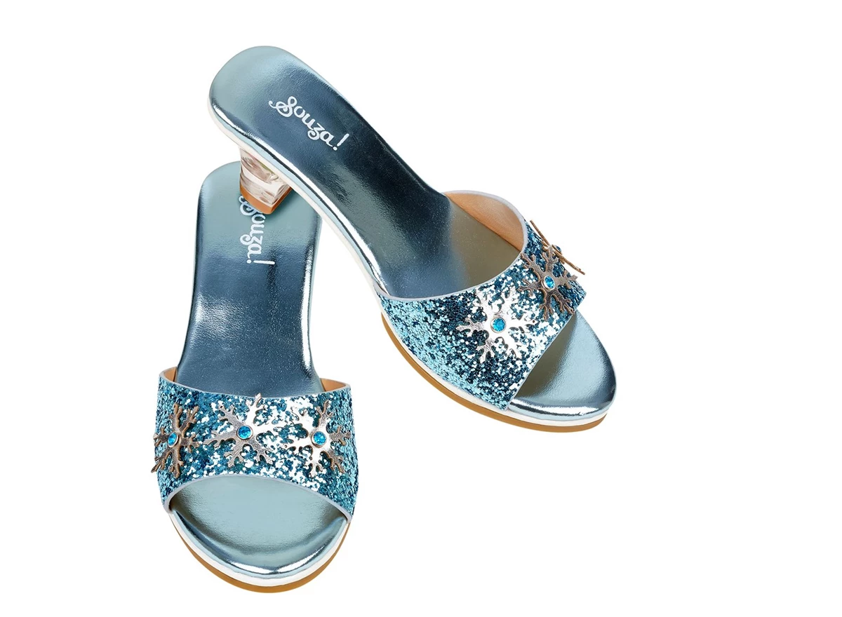 Slipper-hoge-hak-IJskoningin-lichtblauw-metallic-maat-30-31