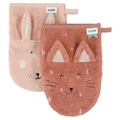 Washcloths-2-pack-Mrs-Cat-Mrs-Rabbit