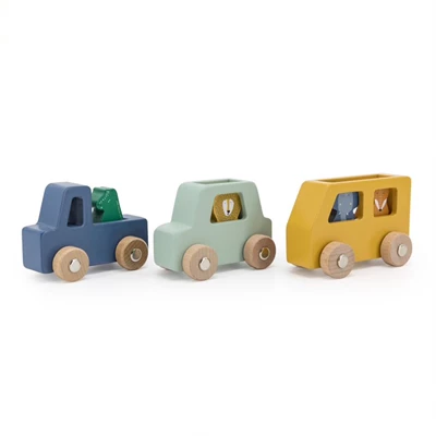 Wooden-animal-car-set